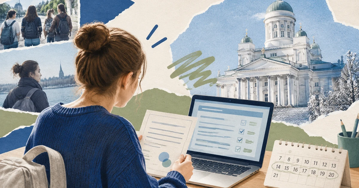 Студентка подаёт документы через портал Studyinfo за компьютером